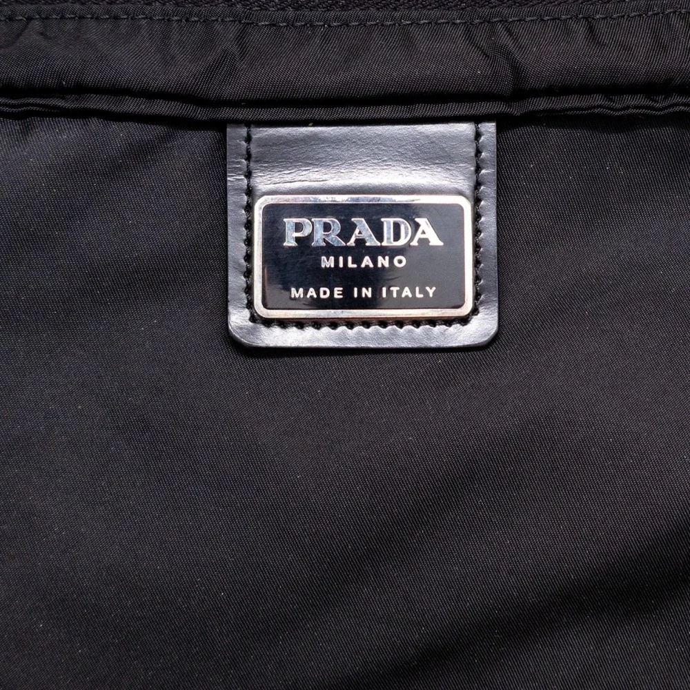Prada Vintage Black Vela Nylon Small Flat Messenger Bag Adjustable Strap